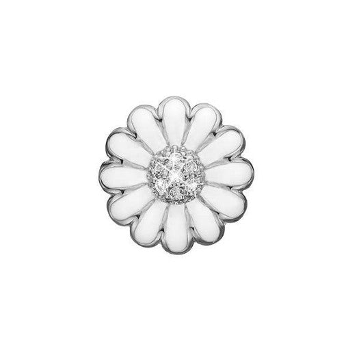 Marguerit sølvcharm med topaser og hvid emalje fra Christina Jewelry & Watches